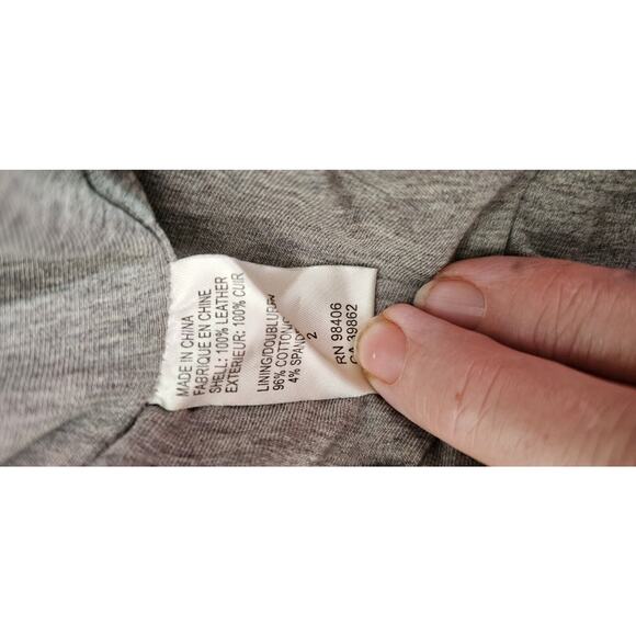 Theory Grey Lavella Soft Leather Long Sleeve Crop Motorcycle Jacket Size 2 - Picture 7 of 7